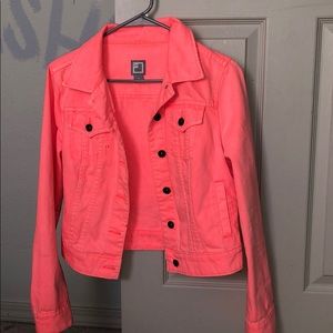 neon pink jean jacket